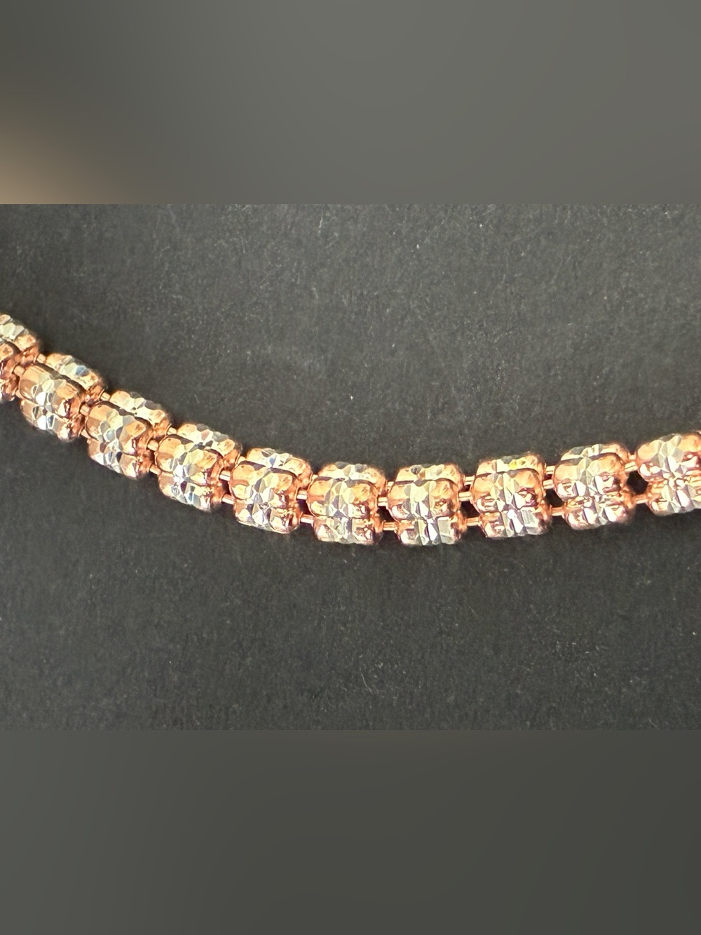 Sterling Silver Rose Gold and Silver Tone Bracelet 7” 3.7mm - Picture 2 of 7
